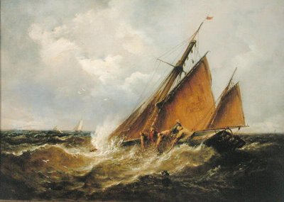 Hauling in the Nets (olie på lærred) af John Moore