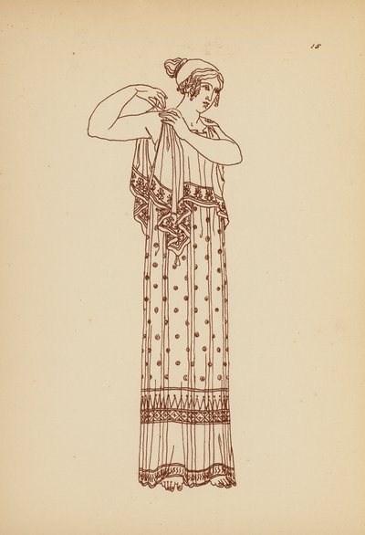 Antikt græsk kvindedragt (litho) af John Moyr Smith