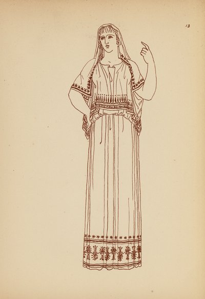 Antik græsk kvindedragt (litografi) af John Moyr Smith