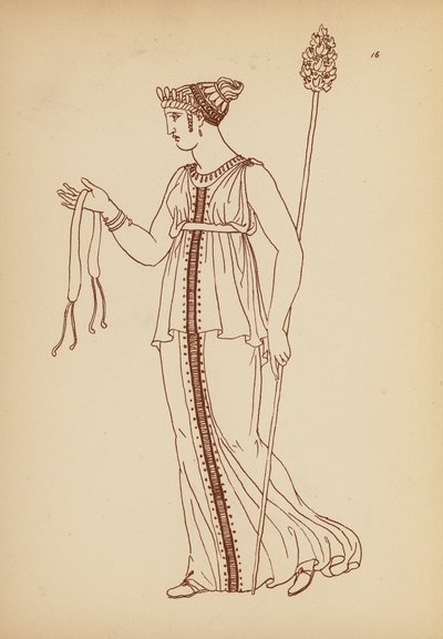 Antik græsk kvindedragt (litografi) af John Moyr Smith