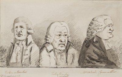 Batson, a Banker, Tulley, Banker, Mr Wood, Councillor, 69 Lombard Street, Cornhill, 1790 (pen, pensel og blæk på papir) af John Nixon