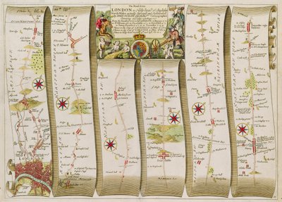 Vejen fra London til Holy-Head (farvegravering) af John Ogilby