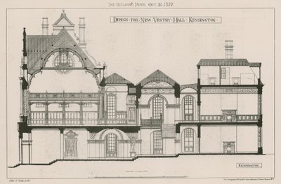 Design til New Vestry Hall, Kensington af John Oldrid Scott