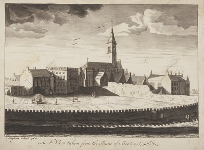St Andrews Delineated - En udsigt taget fra ruinerne af Beatons Castle (pen & vask på papir) af John Oliphant