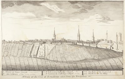 St Andrews Delineated - En udsigt over byen St Andrews taget fra det sydøstlige (pen & vask på papir) af John Oliphant