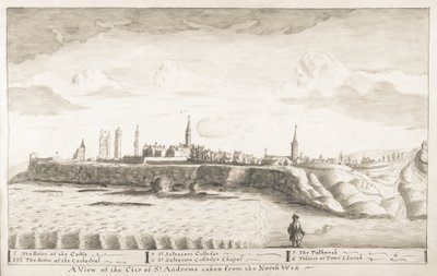 St Andrews Delineated - En udsigt over byen St Andrews taget fra det nordvestlige (pen & vask på papir) af John Oliphant