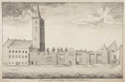 St Andrews Delineated - St Leonards College Chapel St Andrews (pen & vask på papir) af John Oliphant