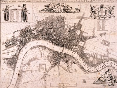 Kort over London, c1680 af John Oliver