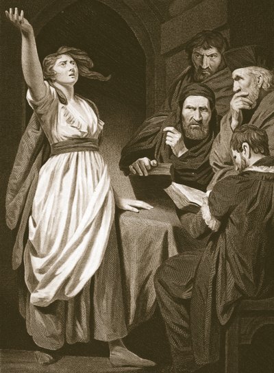 Joan of Arc erklærer sin mission, indgraveret af T. Holloway, illustration fra David Humes 
