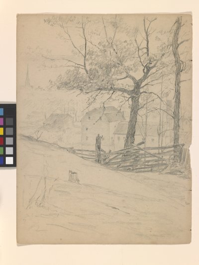 Study For The Old Mills At Brookville (blyant på råhvidt papir) af John Otis Adams
