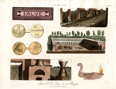 Antikke artefakter og bygninger i Pompeji af John Pass