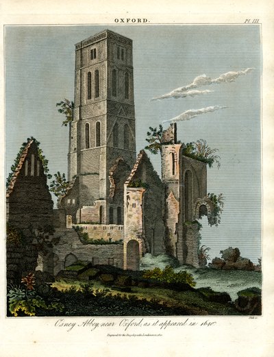 Osney Abbey nær Oxford, som det så ud i 1650 af John Pass
