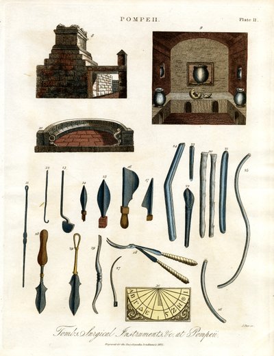 Kirurgiske instrumenter og artefakter fra Pompeji af John Pass
