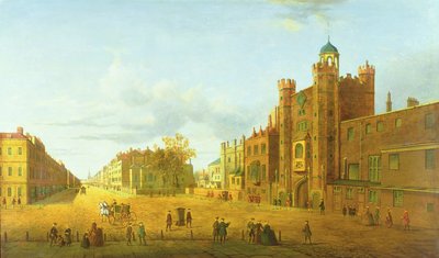 Udsigt over St. James" Palace, Looking Beyond Down Pall Mall, begyndelsen af det 19. århundrede af John Paul