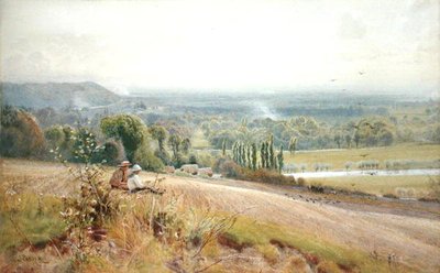 Udsigt fra Hedsor Hill ved Themsen, nær Cookham (akvarel på papir) af John Pedder