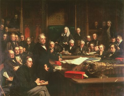 Lord Palmerston i sin tale til Underhuset under forhandlingerne om traktaten med Frankrig i februar 1860, 1863 (se også 107820-21) af John Phillip