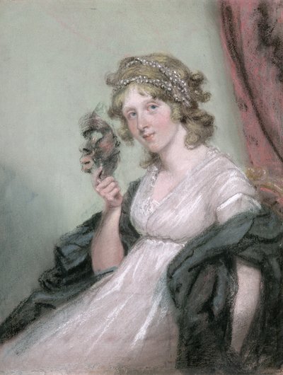 En dame med en sort maske, ca. 1795-80 (pastel på vævet papir, lagt på lærred) af John Raphael Smith