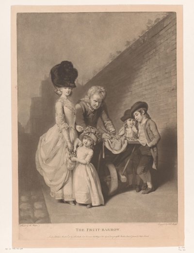 Portræt af en familie, muligvis Walton-familien The Fruit Barrow (titel på objekt) af John Raphael Smith