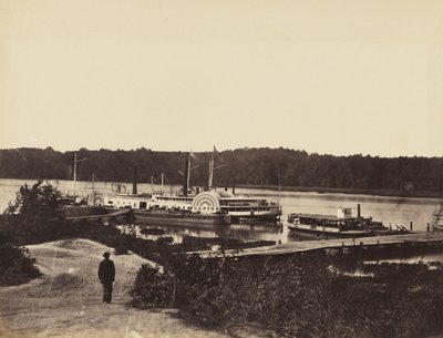 Medical Supply Boat Plauter, på Appomattox., januar 1865 (albumin print monteret på vævet papir) af John Reekie