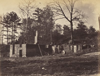Ruiner på Gaines Mill, Virginia., april 1865 (albumintryk monteret på vævet papir) af John Reekie