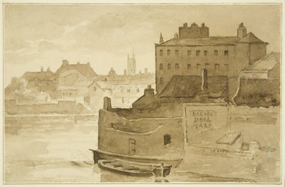 Flydende havn, ved Counterslip (tegning, akvarel) af John Reverend Eden