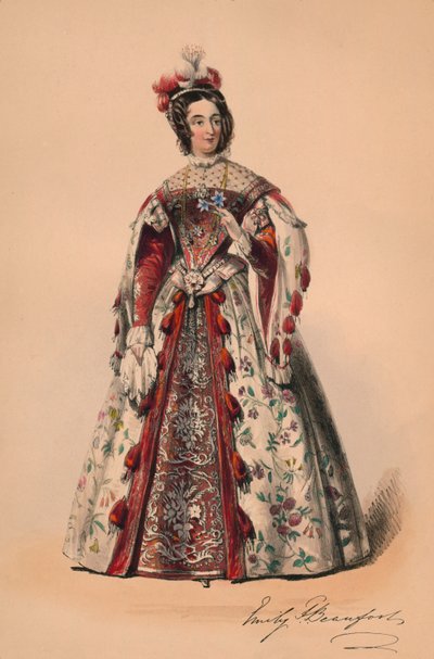 Emily hertuginde af Beaufort i kostume til dronning Victorias Bal Costumé, 12. maj 1842, 1843. af John Richard Coke Smyth