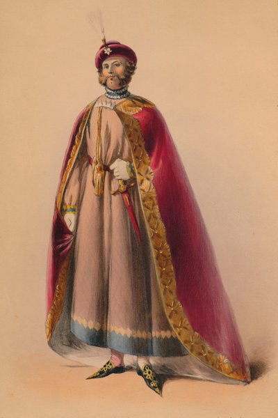 Gæst i kostume til dronning Victorias Bal Costumé, 12. maj 1842, 1843. af John Richard Coke Smyth