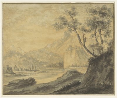 Flodlandskab med klipper af John Robert Cozens (manner of)