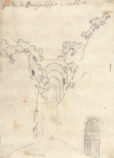 Grotten i Posillipo af John Robert Cozens