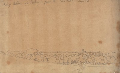 Kongens Palads i Portici fra Boschetto, 2. september af John Robert Cozens