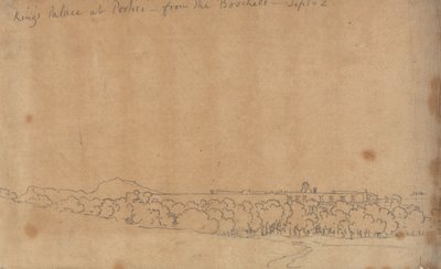 Kongens palads i Portici fra Boschetto, 2. september af John Robert Cozens
