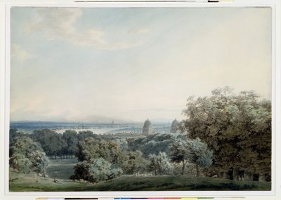 London fra Greenwich Hill, ca. 1791 (wc, sort blæk og vask over grafit på vævet papir) af John Robert Cozens