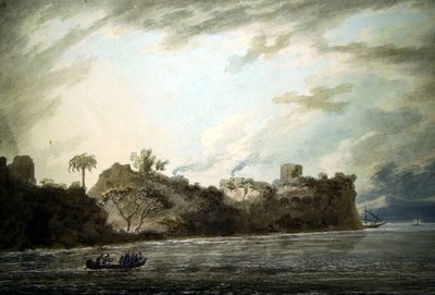 På kysten af Posillipo, nær punktet, fra Montechiaro (akvarel på papir) af John Robert Cozens