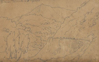 Øverst: Mellem Tavernelle og Capriano; Nederst: Bolsena-søen (grafit på lagt papir) af John Robert Cozens