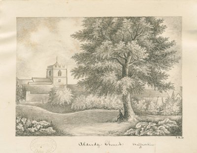 Aldridge Church: pen and wash drawing, nd [19th cent] dani af John Robert Fernyhough