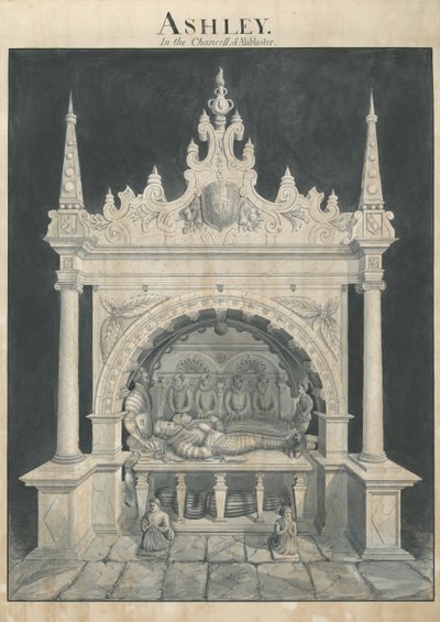 Ashley Church - Ashley Tomb: pen og vask tegning, nd [?19. århundrede] (tegning) af John Robert Fernyhough