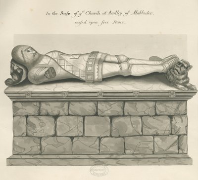 Audley Monuments - "Audley Knight": pen og vask tegning, nd [?19th cent] af John Robert Fernyhough