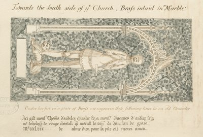 Audley Monuments - "Thomas de Audley": pen og vask tegning, nd [?19. af John Robert Fernyhough