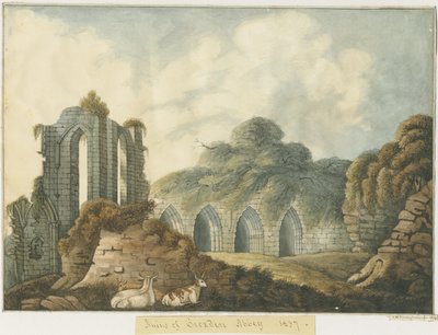 Croxden Abbey: vandfarvemaleri af John Robert Fernyhough