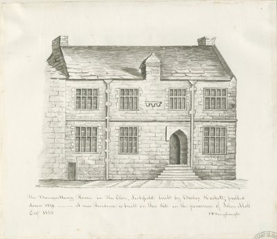 Lichfield - Selskabslokale i The Close: sepia vask tegning, og [begyndelsen af det 19. århundrede] (tegning) af John Robert Fernyhough