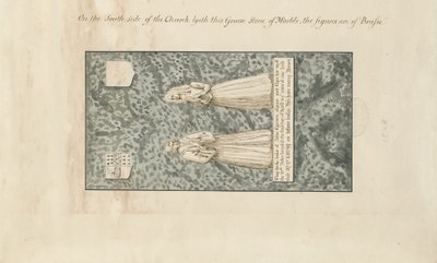 Madeley Church - John Egertons gravsten: tegning med pen og blækvask, nd [1800-tallet] af John Robert Fernyhough