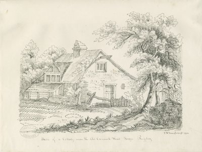 Rugeley - Cottage nær Old Cannock Wood Forges: pen- og blæktegning af John Robert Fernyhough