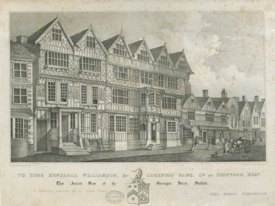 Stafford - Ancient "High House": litografi, og [1800-tallet] af John Robert Fernyhough
