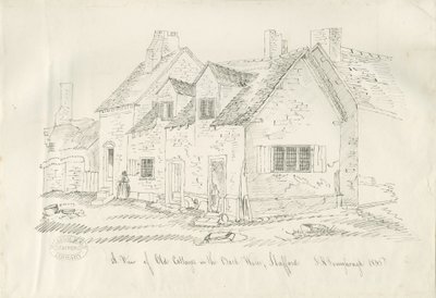 Stafford - Old Cottage in Back Walls: pen and ink drawing, 1836dani af John Robert Fernyhough