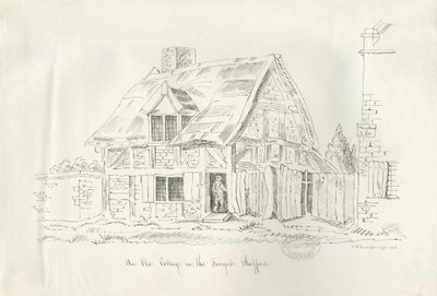 Stafford - Old Cottage in the Foregate: pen- og blæktegning af John Robert Fernyhough
