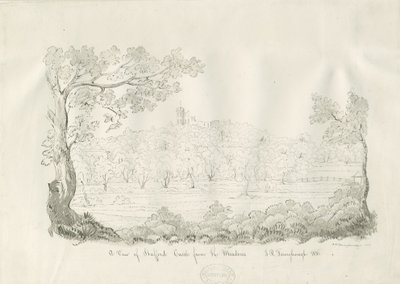 Stafford Castle - East View: pen og sepia tegning af John Robert Fernyhough