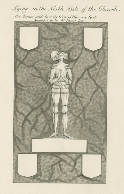 Sten - Messingfigur [Sir James Lee]: pen og vask tegning, nd [19. cent] (tegning) af John Robert Fernyhough