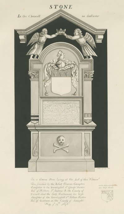 Sten - Tomb of Thomas Crompton: sepia tegning af John Robert Fernyhough