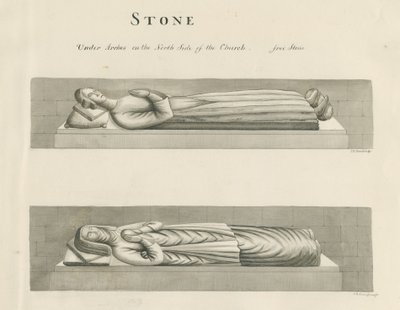 Stenkirke - Grave: sepia-tegning, nd [1800-tallet] (tegning) af John Robert Fernyhough
