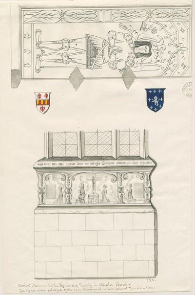 Uttoxeter Church - Monument of Kinnersley Family: pen og vask tegning, nd [midten af det 19. århundrede] (tegning) af John Robert Fernyhough